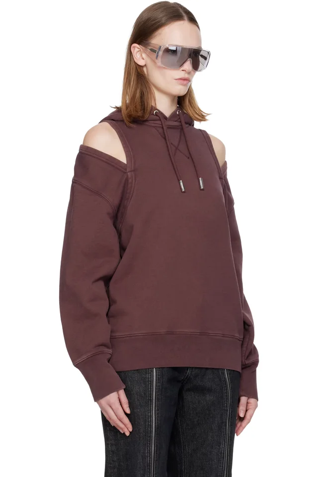 Jean Paul Gaultier Burgundy Cut Out Hoodie, photo 2 of 4 from SSENSE