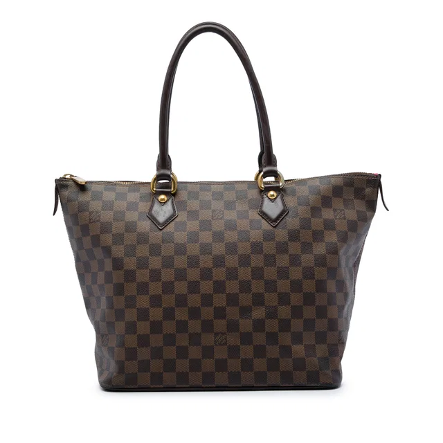 Brown Louis Vuitton Damier Ebene Saleya MM Tote Bag in Brown Canvas from Designer Revival