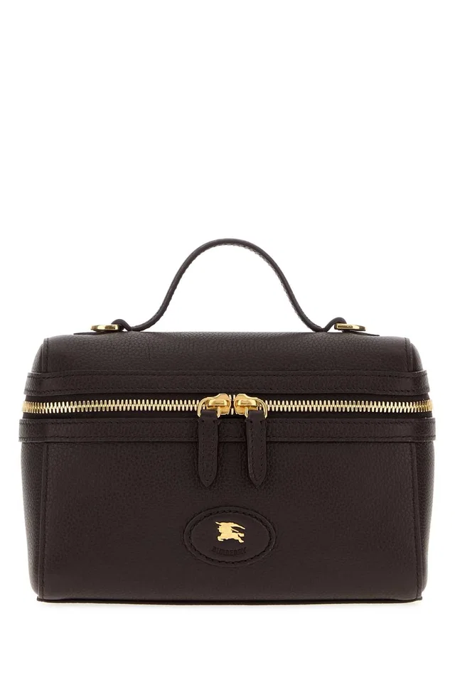 Burberry Pebbled Leather Top Handle Bag — Black in Black Leather from HEWI