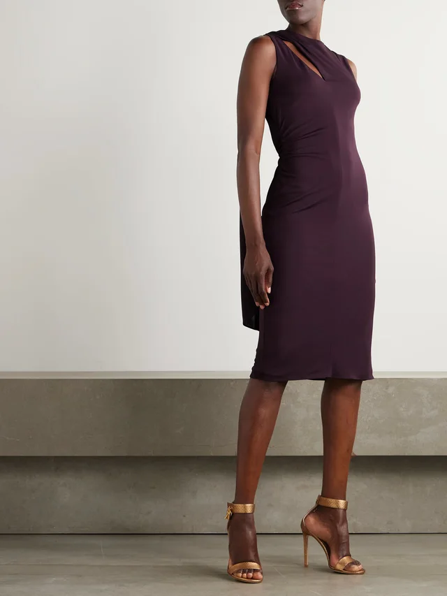 TOM FORD Draped cutout jersey dress in Purple, photo 2 of 2 from NET-A-PORTER (Canada)