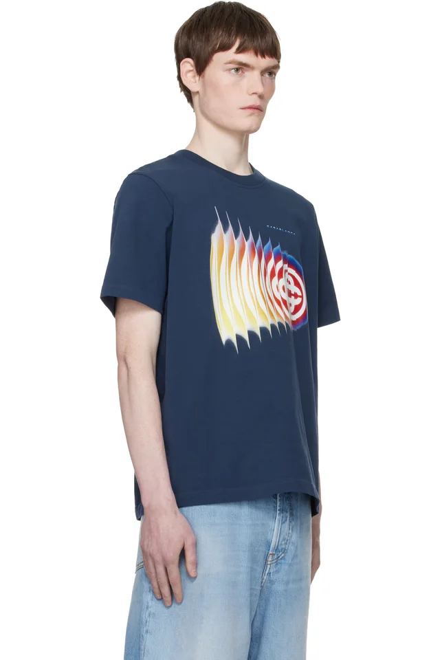 Casablanca Navy Shockwave Short Sleeve T‑shirt, photo 2 of 4 from SSENSE