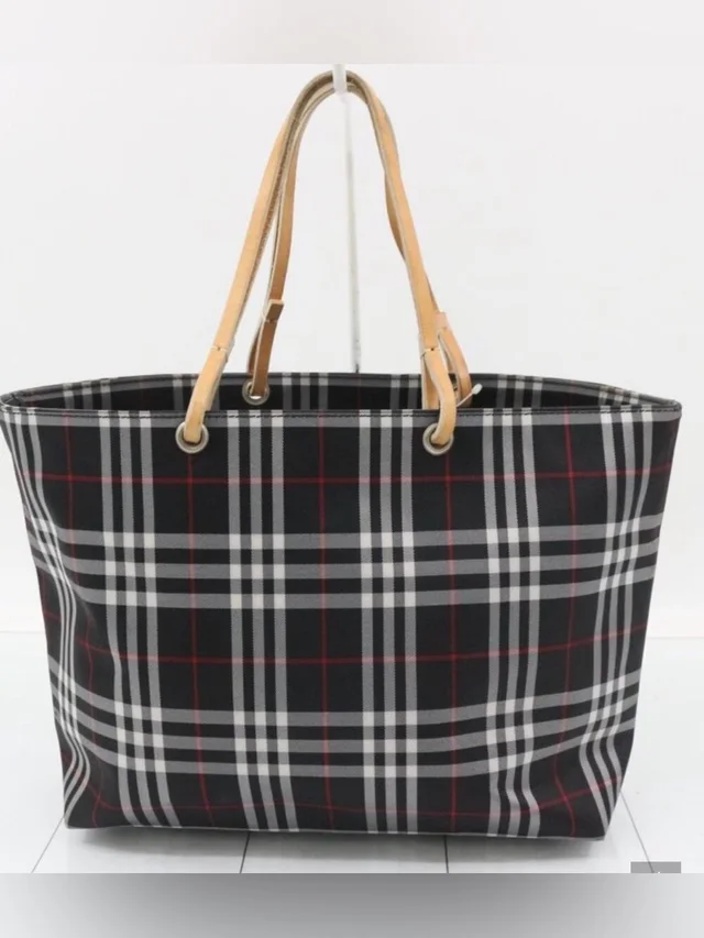 Burberry Black Plaid Tote in black|brown|neutral Leather from Poshmark