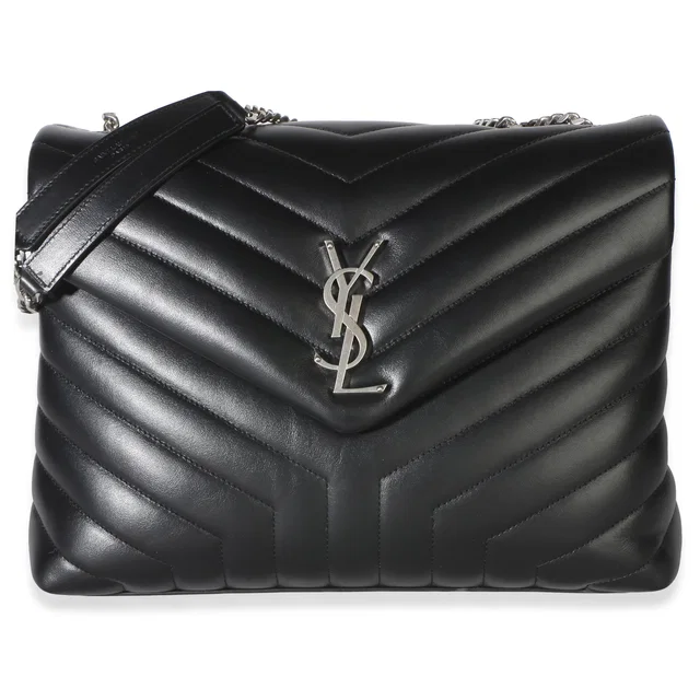 Saint Laurent Black Calfskin Y Quilted Medium Loulou Chain Satchel in Black Calfskin from myGemma