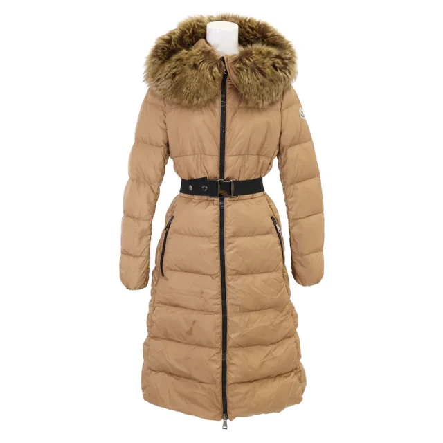 Moncler Boucage Bocajo Belted Faux Fur Hoodie Down in Nylon from The Reluxe