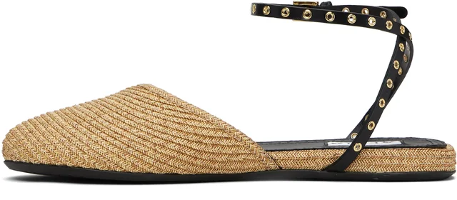 ALAÏA Beige Paper Straw Ballerina Flats, photo 3 of 8 from SSENSE