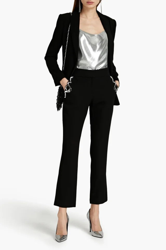 Rabanne Embellished Wool-Crepe Straight-Leg Pants in Black, photo 2 of 4 from THE OUTNET