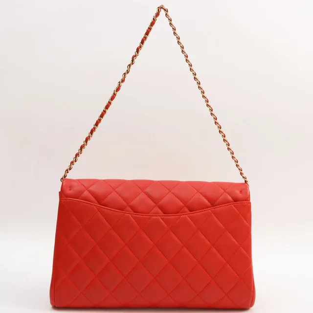 Chanel Matelassé Stitch CC Turnlock Chain Bag, Red, circa 2013 in Red Lambskin from VINTAGE QOO TOKYO, photo 2 of 12