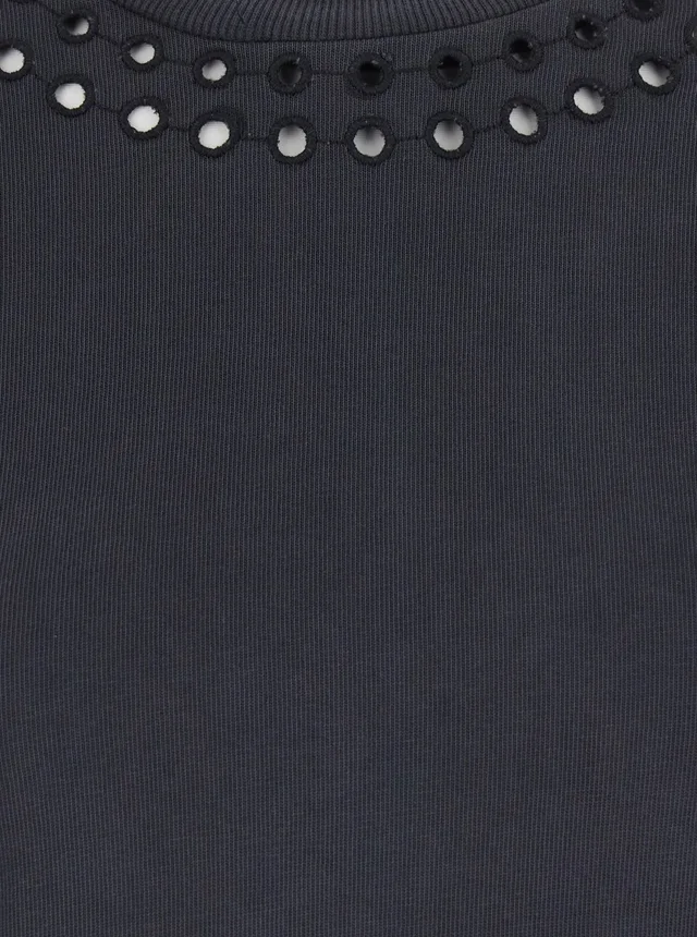 MARANT ETOILE 'Orlane' black dress with Round Neck and Sangallo Details in Cotton for Women in Black, photo 6 of 6 from Gaudenzi Boutique