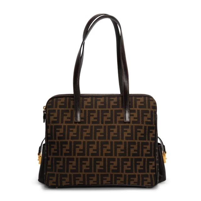 Fendi Zucca Double Zip Tote in Tobacco from Blue Spinach