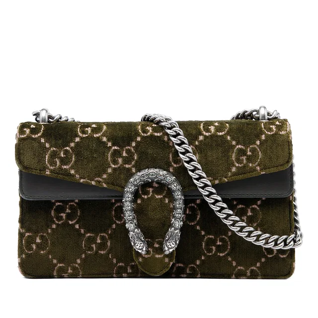 Green Gucci Medium GG Velvet Dionysus Crossbody in Green Velvet from Designer Revival