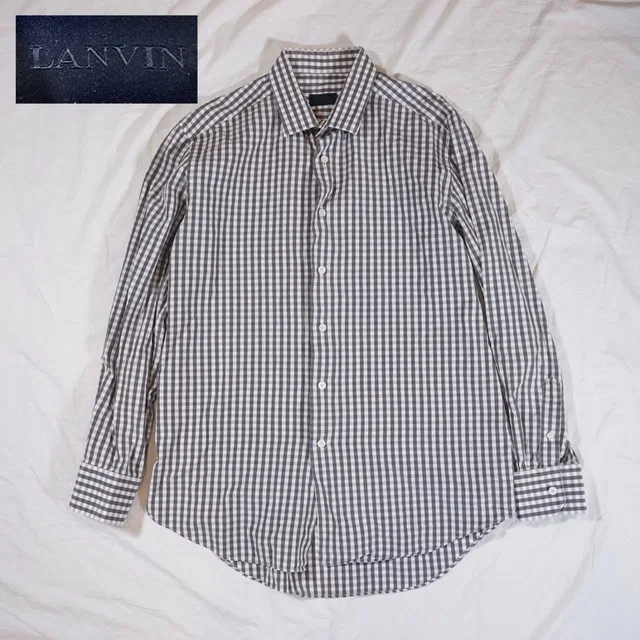 Lanvin Button Up Shirt Gingham Black White Size 16.5 in white|black from Poshmark
