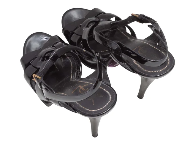 Black Yves Saint Laurent Patent Tribute Heels Size 39 in Black Patent leather from Designer Revival, photo 2 of 2