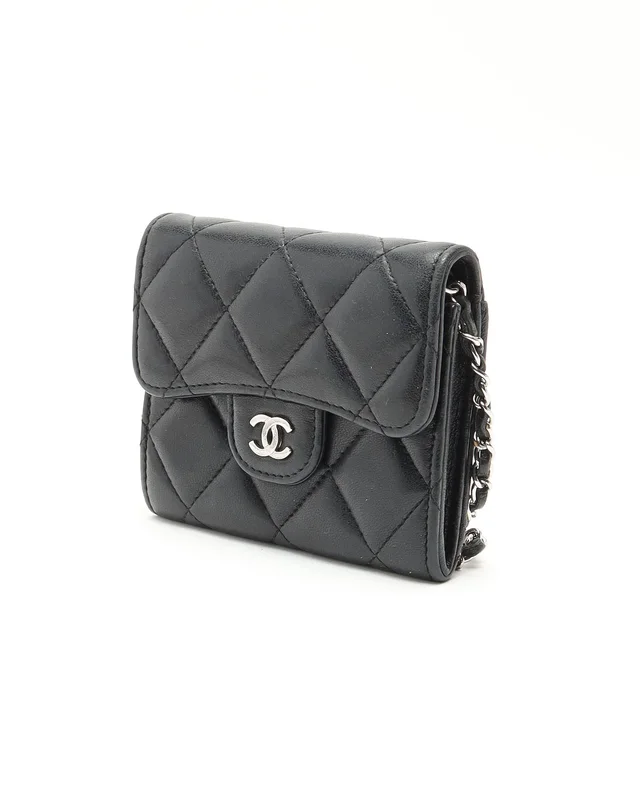 Chanel Quilted Flap Card Holder On Chain Bag in Leather from A Retro Tale, photo 2 of 7