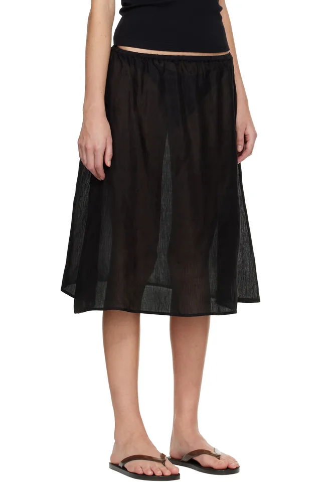 Matteau Black Sheer Midi Skirt, photo 2 of 4 from SSENSE