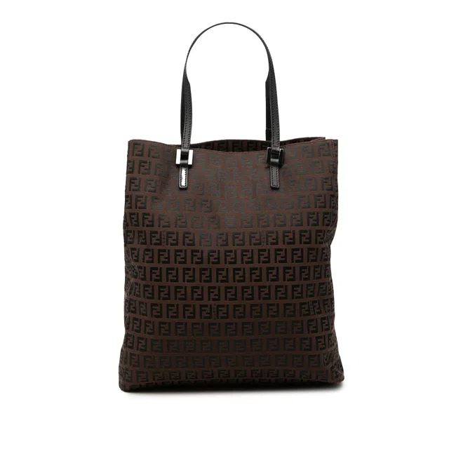 Brown Fendi Zucchino Canvas Tote in Brown Canvas from Designer Revival