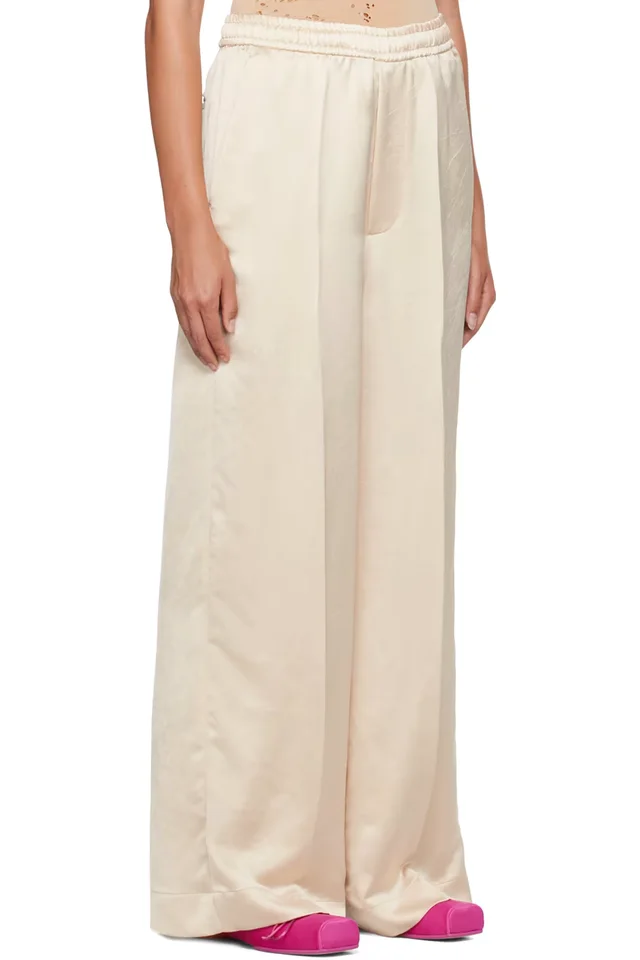MM6 Maison Margiela Off-White Crinkled Trousers, photo 2 of 4 from SSENSE