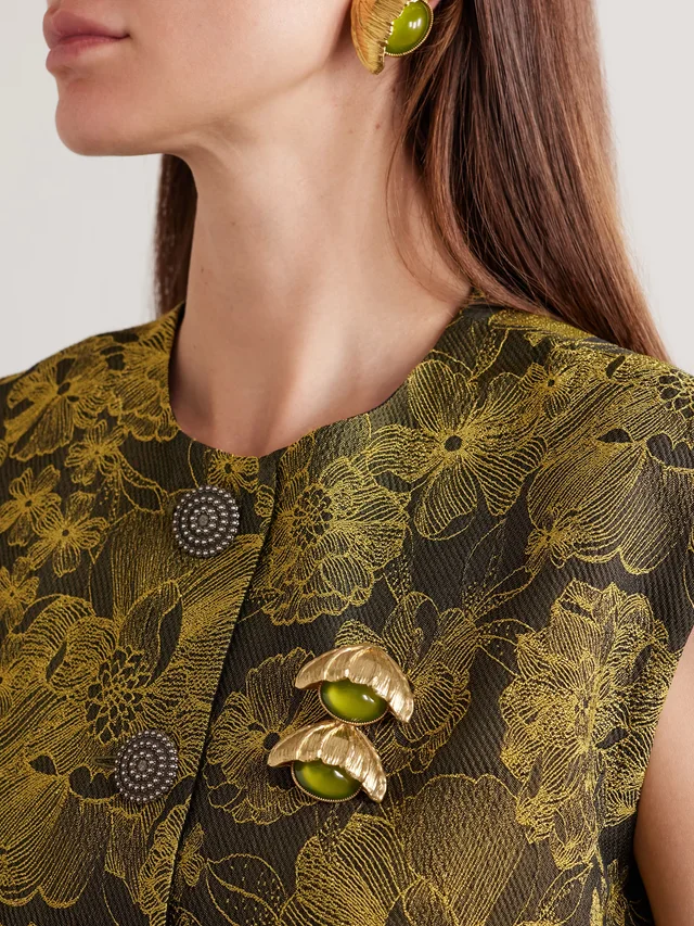 SONIA PETROFF Retro Flower gold-plated crystal brooch in Green, photo 2 of 2 from NET-A-PORTER (Canada)