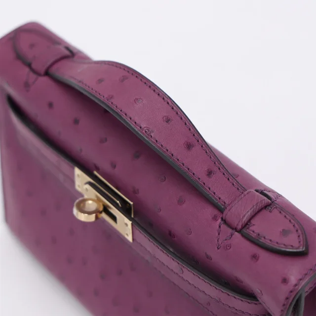 Hermès Kelly Pochette Violet (96) in Purple Ostrich from Ginza Xiaoma, photo 3 of 4
