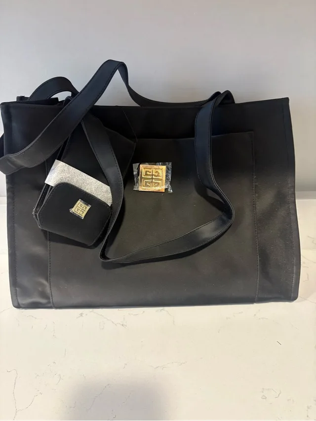 Women's Black 2 Piece Givenchy Parfume Tote Bag With Additional Small Case in black|gold from Poshmark
