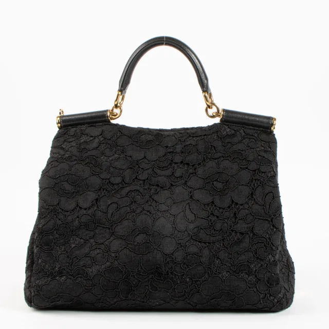 Dolce & Gabbana Black Lace Large Sicily Bag in Black from Labellov, photo 4 of 8