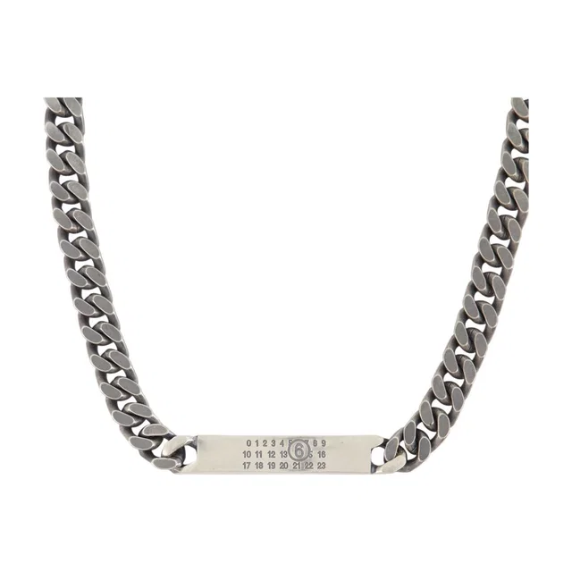 Maison Margiela Logo Id Tag Chain Necklace — Silver Metal Necklaces in Silver from HEWI