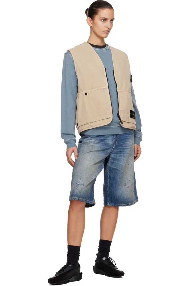 Stone Island Beige 6100007 Organic Panama Cotton 'Old' Effect Vest, photo 4 of 4 from SSENSE