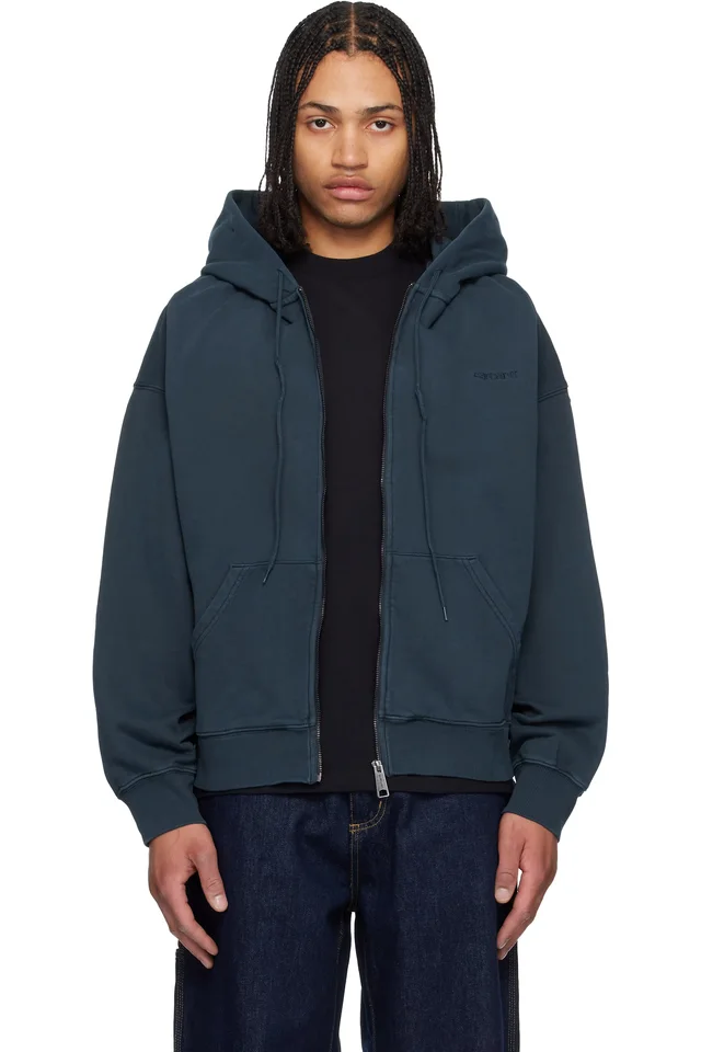 Carhartt Work In Progress Navy Benton Hoodie, image 1 of 1 from SSENSE