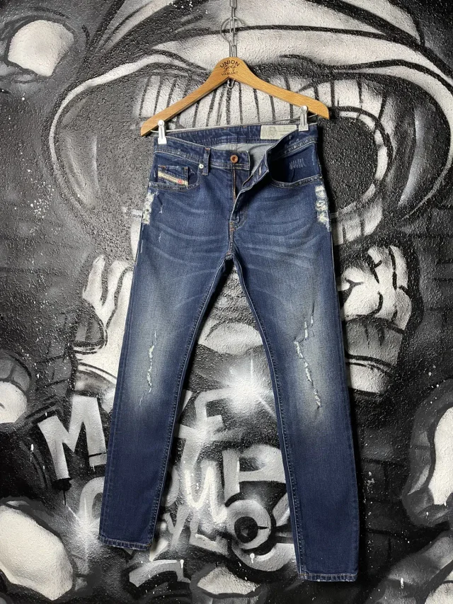 Diesel Thommer Distressed Slim Jeans Men’s Size W28 L30 in blue from Grailed