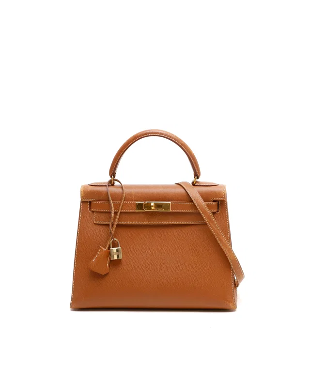 Hermès Kelly 28 Sellier Courchevel Bag in Leather from A Retro Tale