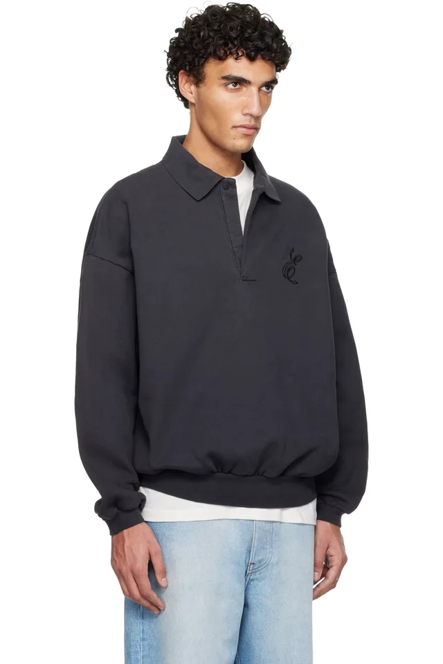 Fear of God ESSENTIALS Black Holiday Embroidered Classic Polo, photo 2 of 4 from SSENSE