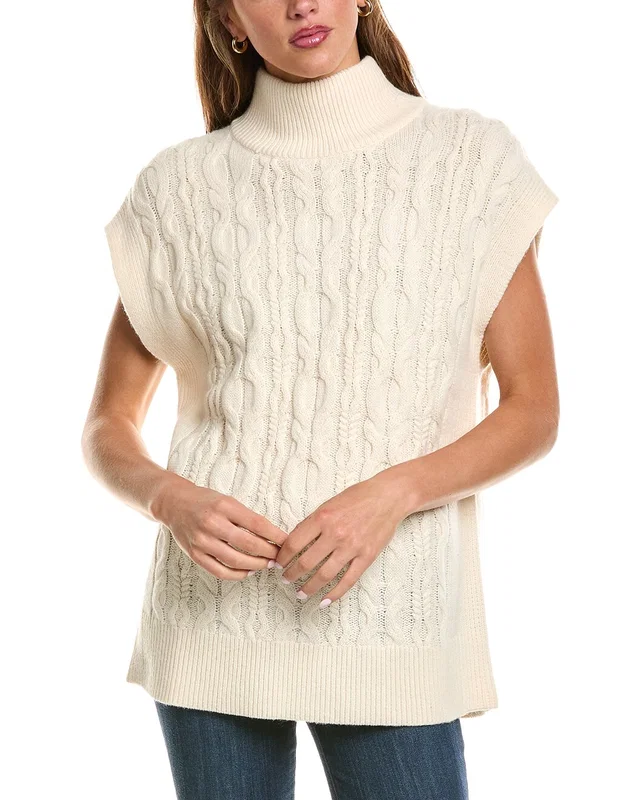 525 America Wool & Cashmere-Blend Mock Neck Cable Vest, image 1 of 1 from Rue La La