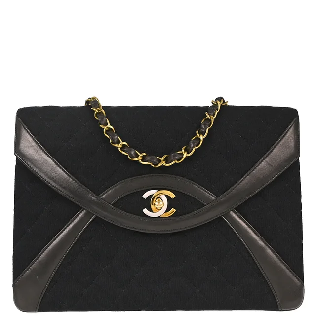Chanel 1991-1994 Black Canvas Lambskin Paris Single Flap Shoulder Bag in Black Lambskin from AMORE Vintage Tokyo