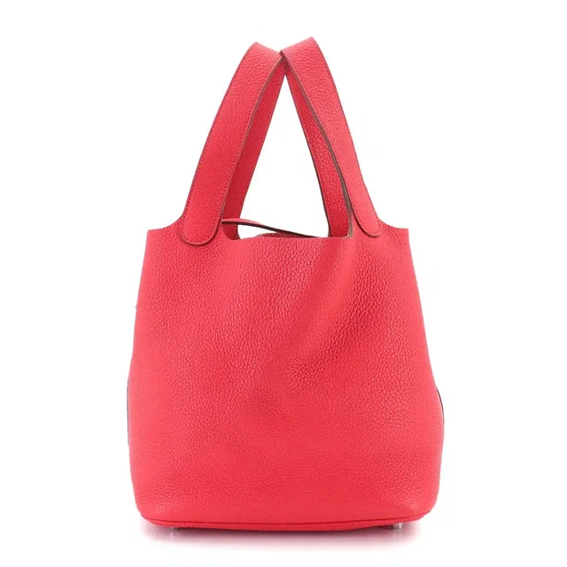 Hermès Picotin Lock MM Hand Bag Taurillon Clemence Rouge Pivoine in Red Clemence leather from Luxury Promise