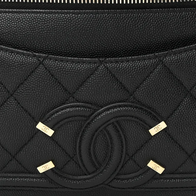 Chanel Caviar Quilted Filigree Waist Bag Black in Black Caviar leather from FASHIONPHILE, photo 8 of 15