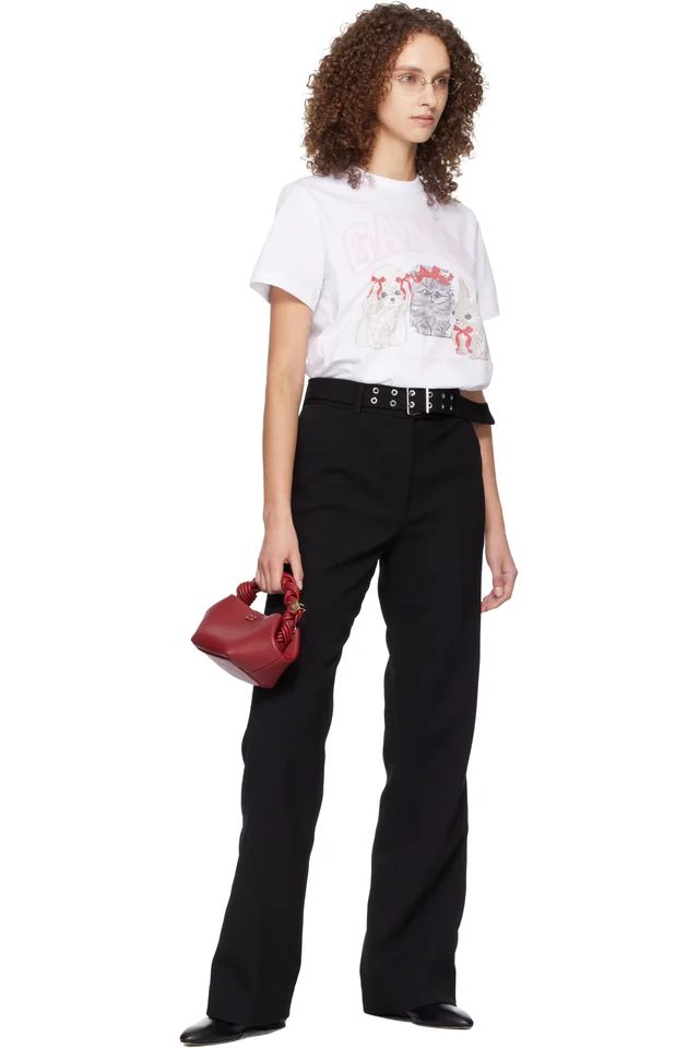 GANNI White Animals Print T-shirt, photo 5 of 5 from SSENSE