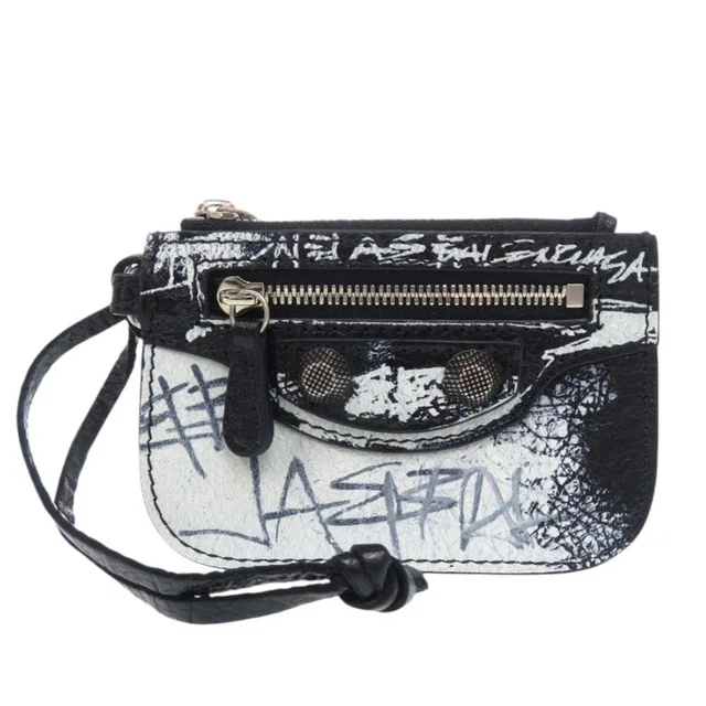 Balenciaga Le Cagoul Graffiti 776769 Leather Black Wallet/Coin Case 1493balen in black Leather from Poshmark