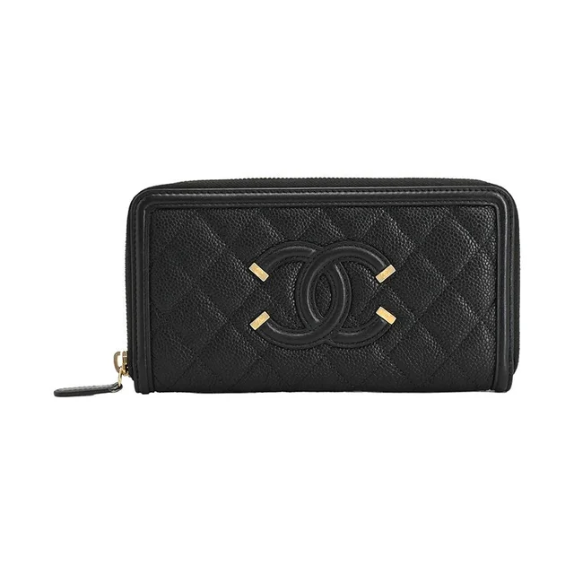 Chanel Wallet CC Filigree Long in Caviar leather from The Reluxe