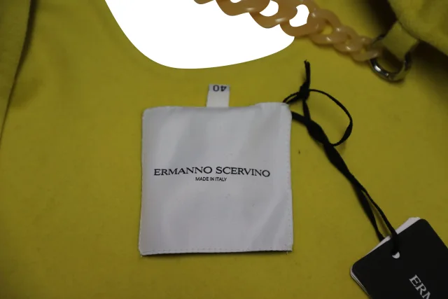 Ermanno Scervino Wide Sleeve Cape-Coat in Yellow Wool in Yellow, photo 6 of 6 from ShopSimon