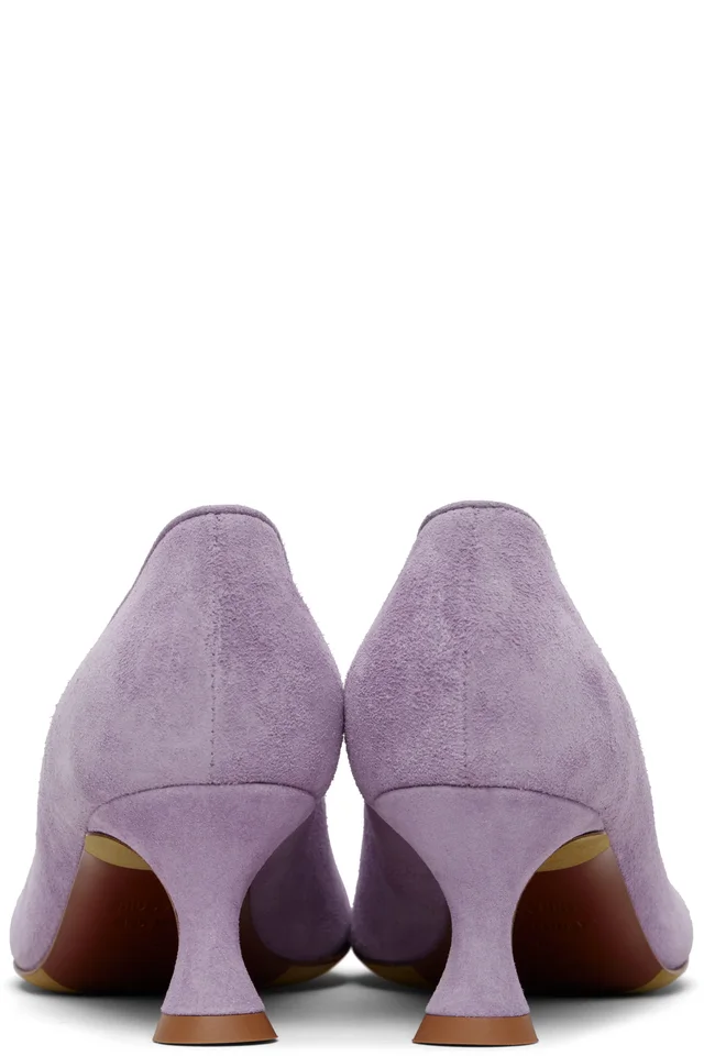 Moschino Purple Duck Suede Heels, photo 2 of 3 from SSENSE