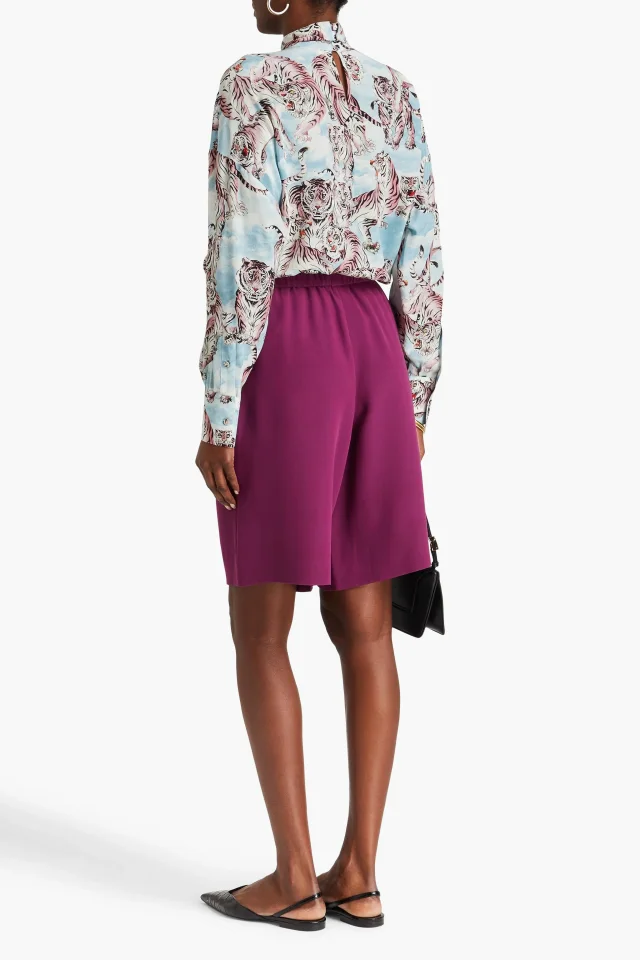 Valentino Garavani Silk-Crepe Drawstring Shorts in Purple, photo 3 of 4 from THE OUTNET
