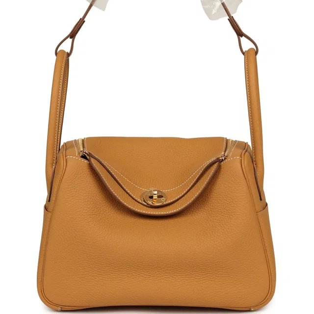 Hermès Lindy 26 Naturel Sable Clemence Gold Hardware in Beige Clemence leather from Madison Avenue Couture
