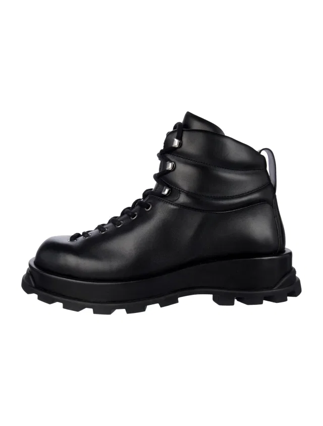 Jil Sander Leather Hiking Boots in black Leather from The RealReal
