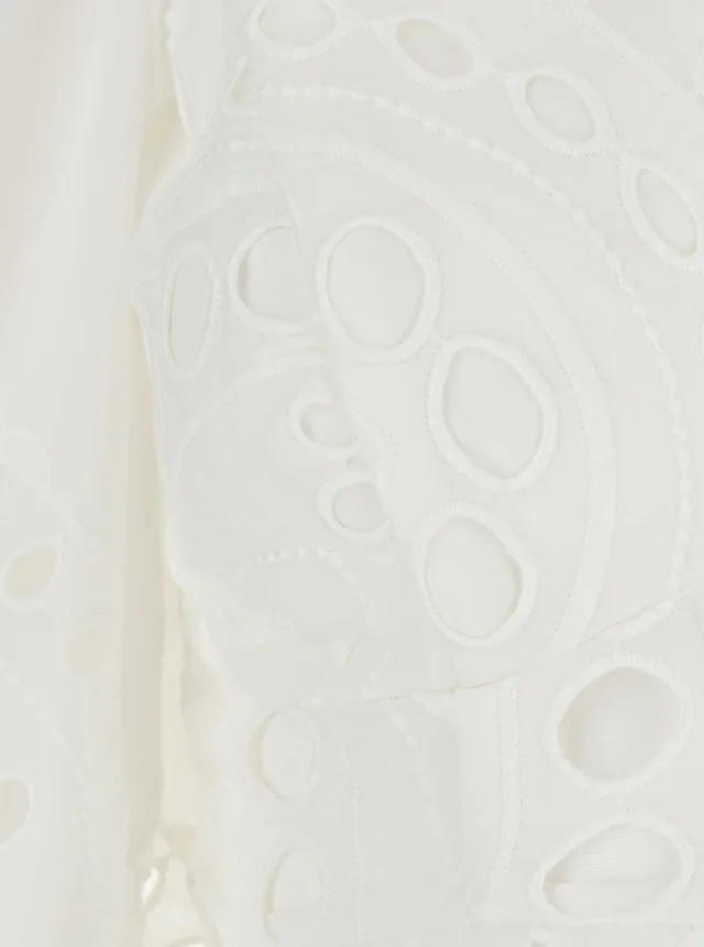 Charo ruiz 'Luna' White Top with Deep Neckline and Intricate Embroidery in Cotton Blend for Women in White 90% Cotton 10% Polyester, photo 5 of 5 from Gaudenzi Boutique