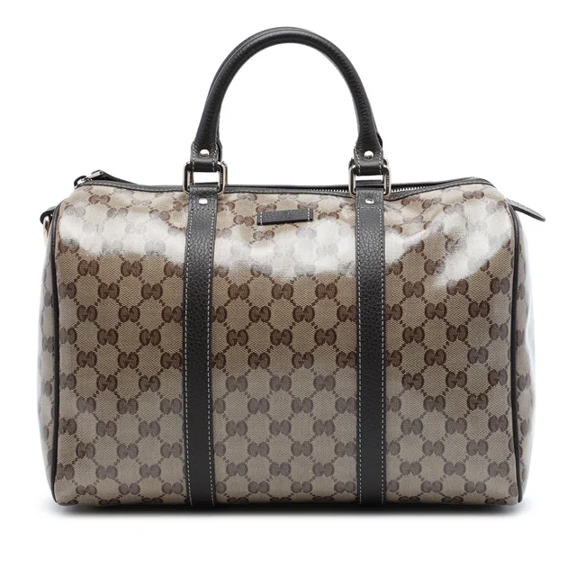 Beige Gucci Medium GG Crystal Joy Boston Bag in Beige Coated canvas from Designer Revival