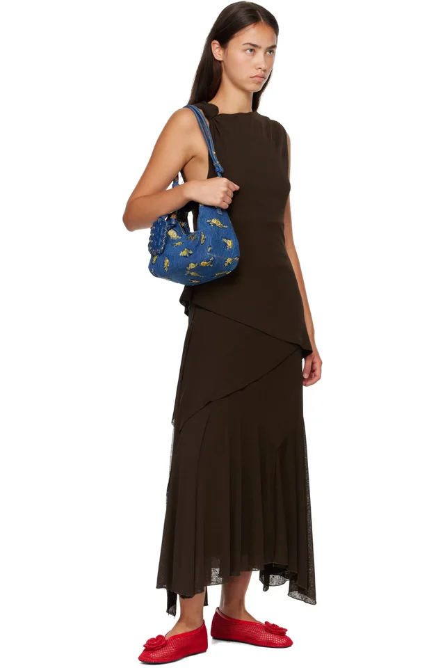 GANNI Blue Mini Denim Flowers Bag, photo 4 of 4 from SSENSE