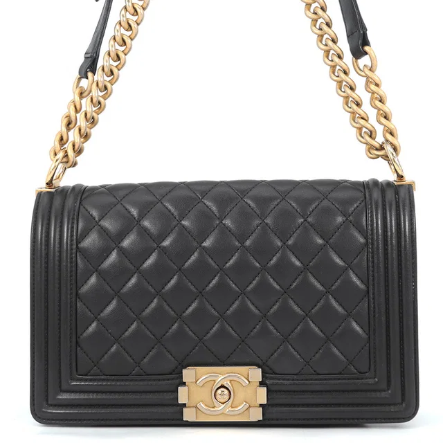 Boy Chanel ChainShoulder Bag BlackA67086 Lambskin Size 25 in Lambskin from GALLERY RARE