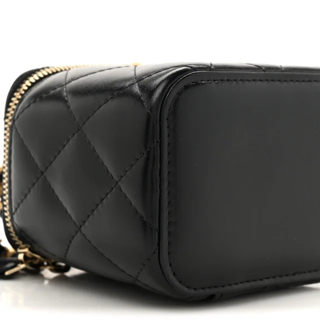 Chanel Quilted Mini Perfect Fit Vanity Case in Black Calfskin from FASHIONPHILE, photo 10 of 11