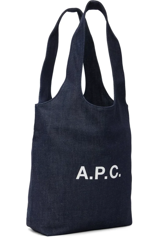 A.P.C. Navy Ninon Small Denim Tote, photo 2 of 4 from SSENSE