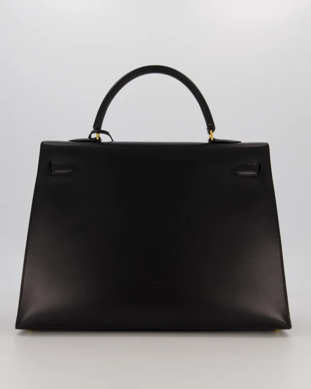 Hermès Vintage Kelly 35 Sellier Bag in Black Box leather from Sellier, photo 8 of 22
