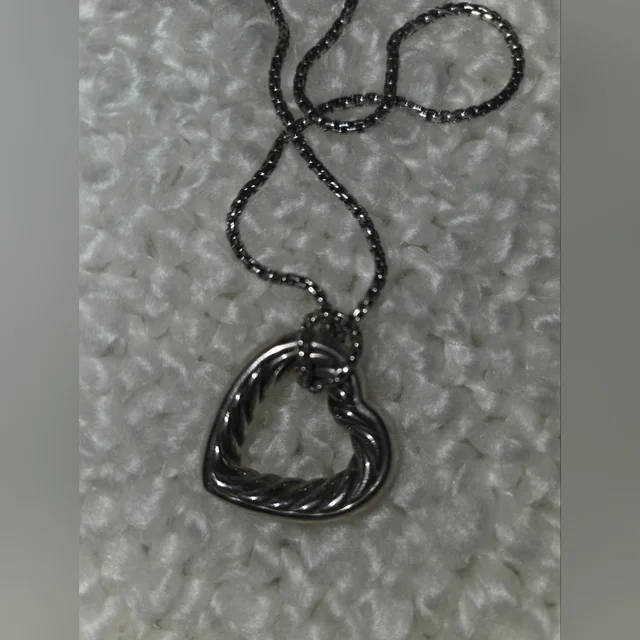 David Yurman 925 Silver.60 Tcw Pave Diamond Cable Open Heart Pendant Necklace in silver|gray from Poshmark